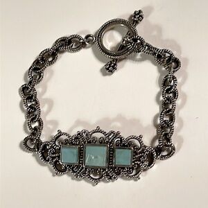 Stunning BARSE Sterling Silver Turquoise Toggle Bracelet.